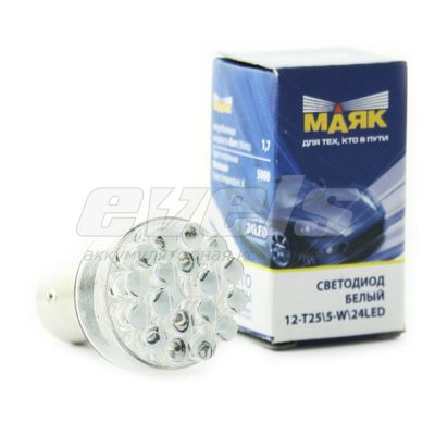 Лампа светодиодная "Маяк" 12V Т25/5 (BAY15d) [24LED] WHITE 5500K 60Lm — основное фото